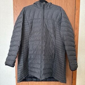 Eddie Bauer Astoria Hooded Down Jacket Puffer Gray Coat Mid-Thigh Womens 2XL